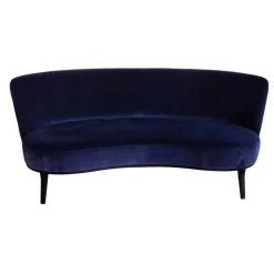 Bielefelder Werkstätten 2-Sitzer-Sofas|Sofa Polo Cocktail Nierenförmig Stoff City Velvet Reloaded CA7832/051 Blau Füße Massivholz Wengefarbig Gebeizt