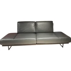 Koinor 2-Sitzer-Sofas|Sofa Ponte Leder Classic Pepper Anthrazit Gestell Metallkufen Schwarz Matt Inklusive Kissen