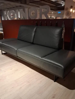 Koinor 2-Sitzer-Sofas|Sofa Ponte Leder Classic Pepper Anthrazit Gestell Metallkufen Schwarz Matt Inklusive Kissen