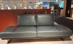 Koinor 2-Sitzer-Sofas|Sofa Ponte Leder Classic Pepper Anthrazit Gestell Metallkufen Schwarz Matt Inklusive Kissen