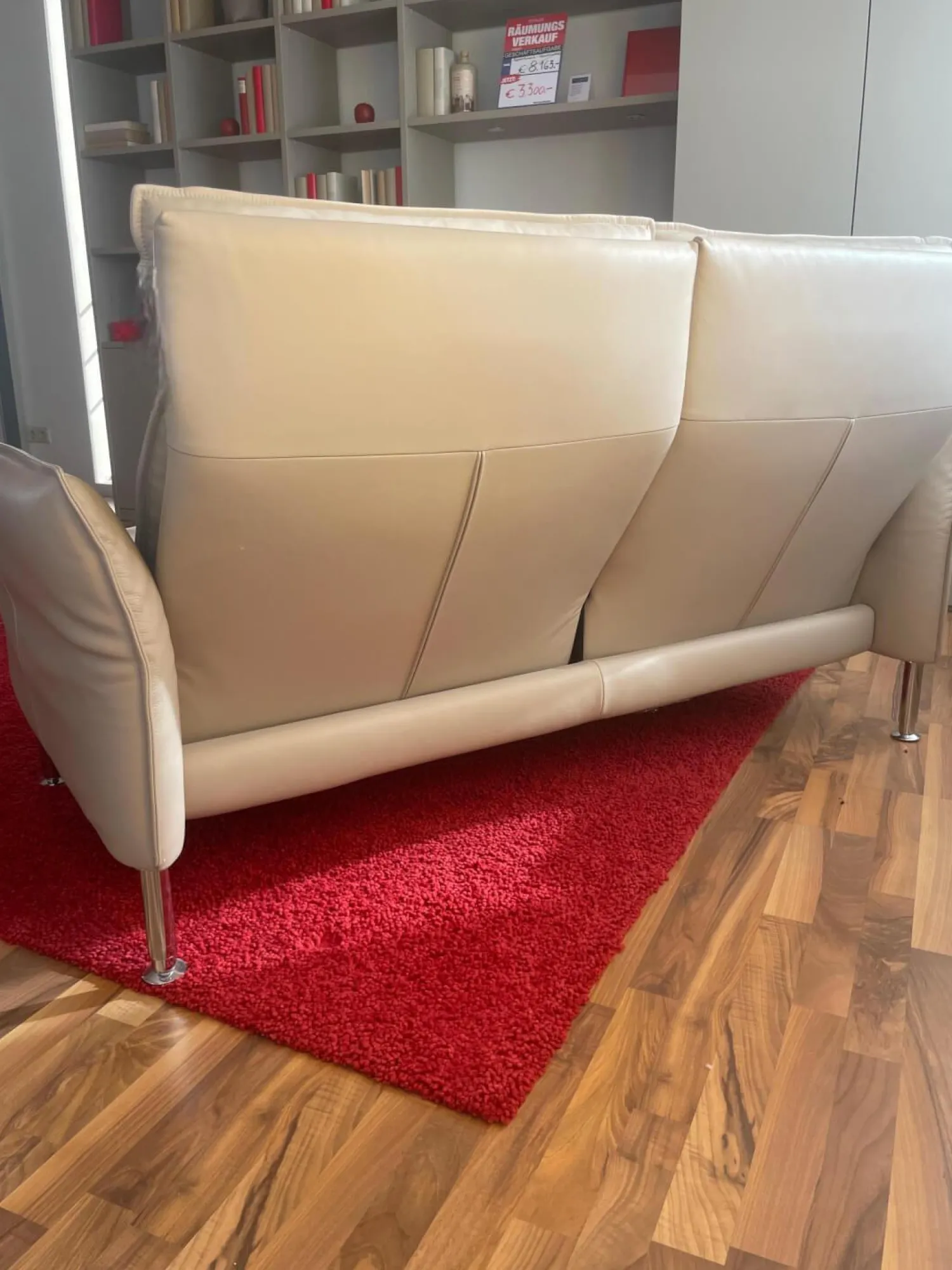 Erpo 2-Sitzer-Sofas|Sofa Porto Leder Pearl 42 Beige Weiß Füße 81 Hochglanz Inklusive Kissen