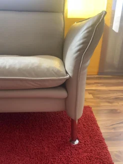 Erpo 2-Sitzer-Sofas|Sofa Porto Leder Pearl 42 Beige Weiß Füße 81 Hochglanz Inklusive Kissen