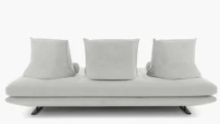 Ligne Roset 3-Sitzer-Sofas|Sofa Prado 3 Sitzer T120 Stoff Alcantara A Pearl Grau Gestell Lack Schwarz