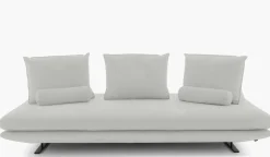 Ligne Roset 3-Sitzer-Sofas|Sofa Prado 3 Sitzer T120 Stoff Alcantara A Pearl Grau Gestell Lack Schwarz