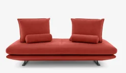 Ligne Roset 2-Sitzer-Sofas|Sofa Prado Großer 2 Sitzer T120 Stoff Alcantara A Goya Red Rot Gestell Lack Schwarz