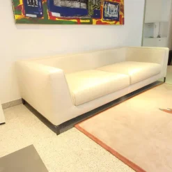 B&B Italia 2-Sitzer-Sofas|Sofa Ray Bezug Stoff Adria Ecru 2521102 Beige Füße Nickel Bronzefarben Lackiert Inklusive Kissen