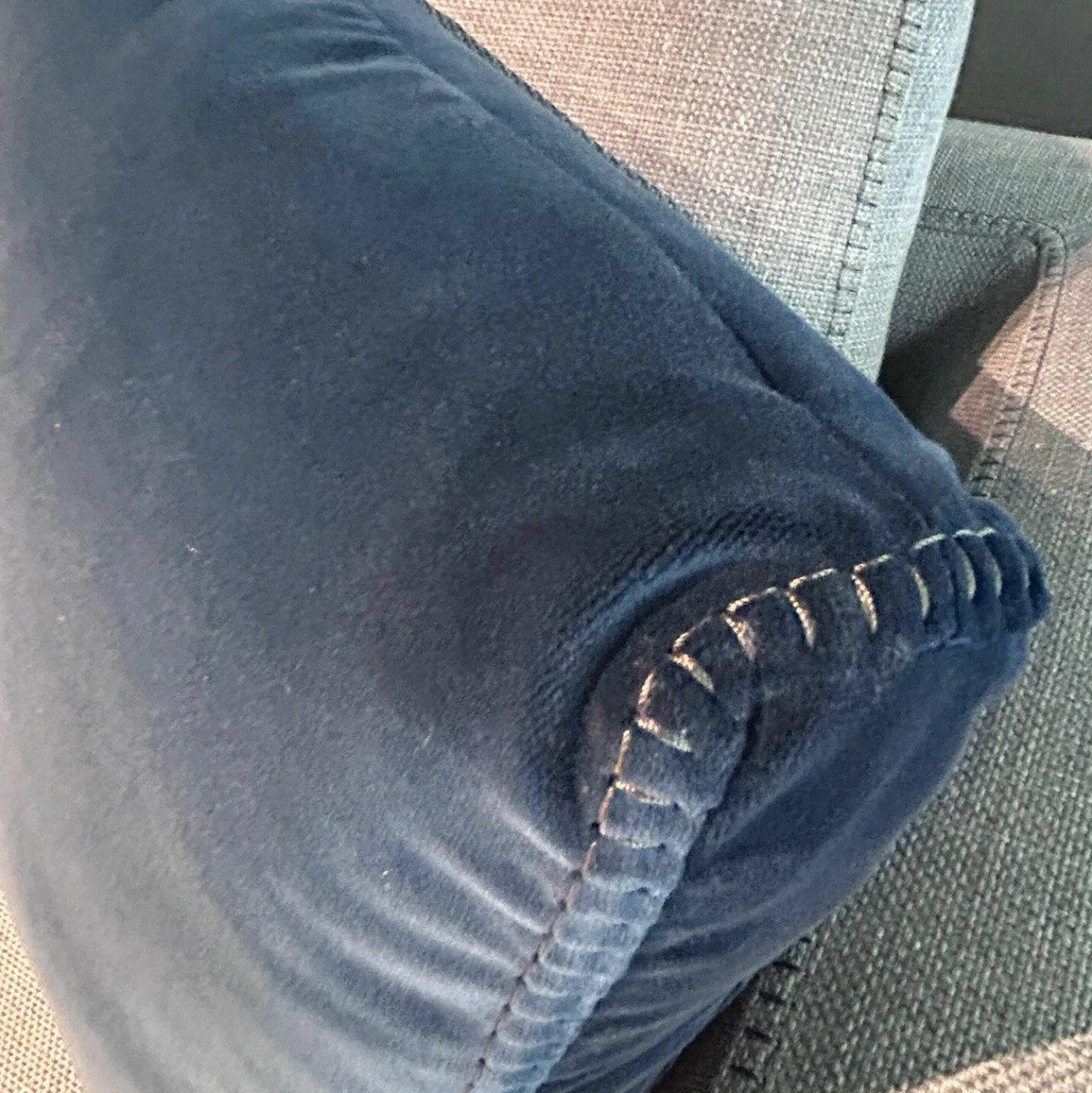 B&B Italia 3-Sitzer-Sofas|Sofa Ray Stoff 2038258 Spora Stein Grau Füße Nickel Bronzefarben Inklusive Kissen