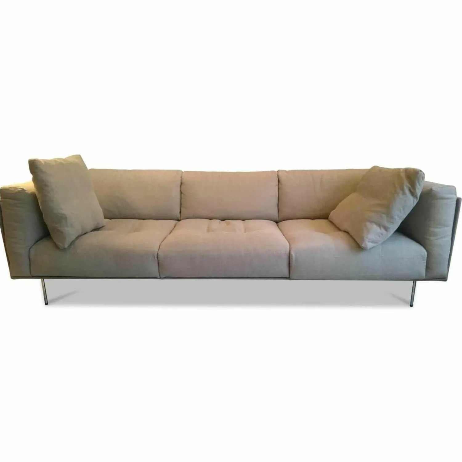 Living Divani 3-Sitzer-Sofas|Sofa Rod 240 Leder Nubuk Brend Top 3 Beige mit 2 Kissen