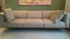 Living Divani 3-Sitzer-Sofas|Sofa Rod 240 Leder Nubuk Brend Top 3 Beige mit 2 Kissen