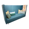 Signet 3-Sitzer-Sofas|Sofa Room Art Stoff Lana Petrol Blau Fuß Aluminium Rund Inklusive 2 Spitzkissen