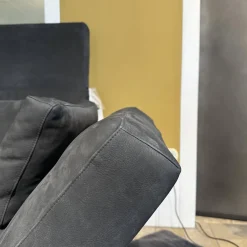 Brühl 2-Sitzer-Sofas|Sofa Roro Anilinleder Taron 5668 0099 Grau Schwarz Gestell Schwarz Mit Drehsitz Und Kissen