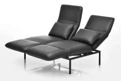 Brühl 2-Sitzer-Sofas|Sofa Roro Medium Leder Glove Schwarz Gestell Schwarz Pulverbeschichtet Inklusive 2 Drehsitze