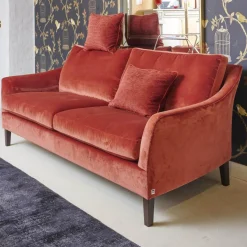 Bielefelder Werkstätten 2-Sitzer-Sofas|Sofa Saloni 135 3001 Stoff City Velvet CA 7832 063 Mit Keder Füßen Schwarz Inklusive Kopfstütze Und Kissen