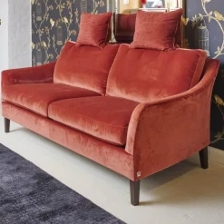 Bielefelder Werkstätten 2-Sitzer-Sofas|Sofa Saloni 135 3001 Stoff City Velvet CA 7832 063 Mit Keder Füßen Schwarz Inklusive Kopfstütze Und Kissen