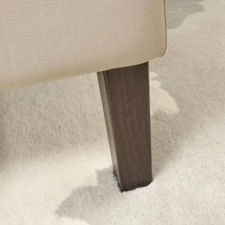 Bielefelder Werkstätten 2-Sitzer-Sofas|Sofa Saloni Leder Normandie Kiesel BW 0140 020 Beige Gestell Eiche Wengefarbig