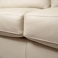 Bielefelder Werkstätten 2-Sitzer-Sofas|Sofa Saloni Leder Normandie Kiesel BW 0140 020 Beige Gestell Eiche Wengefarbig