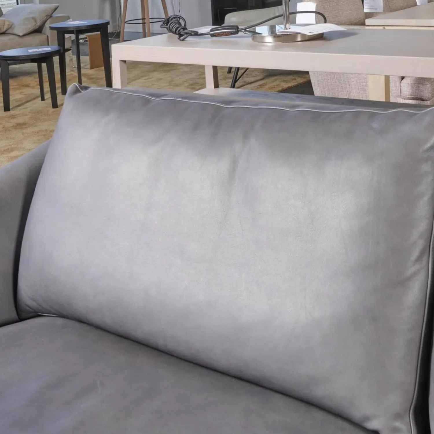 Bielefelder Werkstätten 2-Sitzer-Sofas|Sofa Saloni Leder Provence Schiefer Grau Mit 2 Nackenkissen