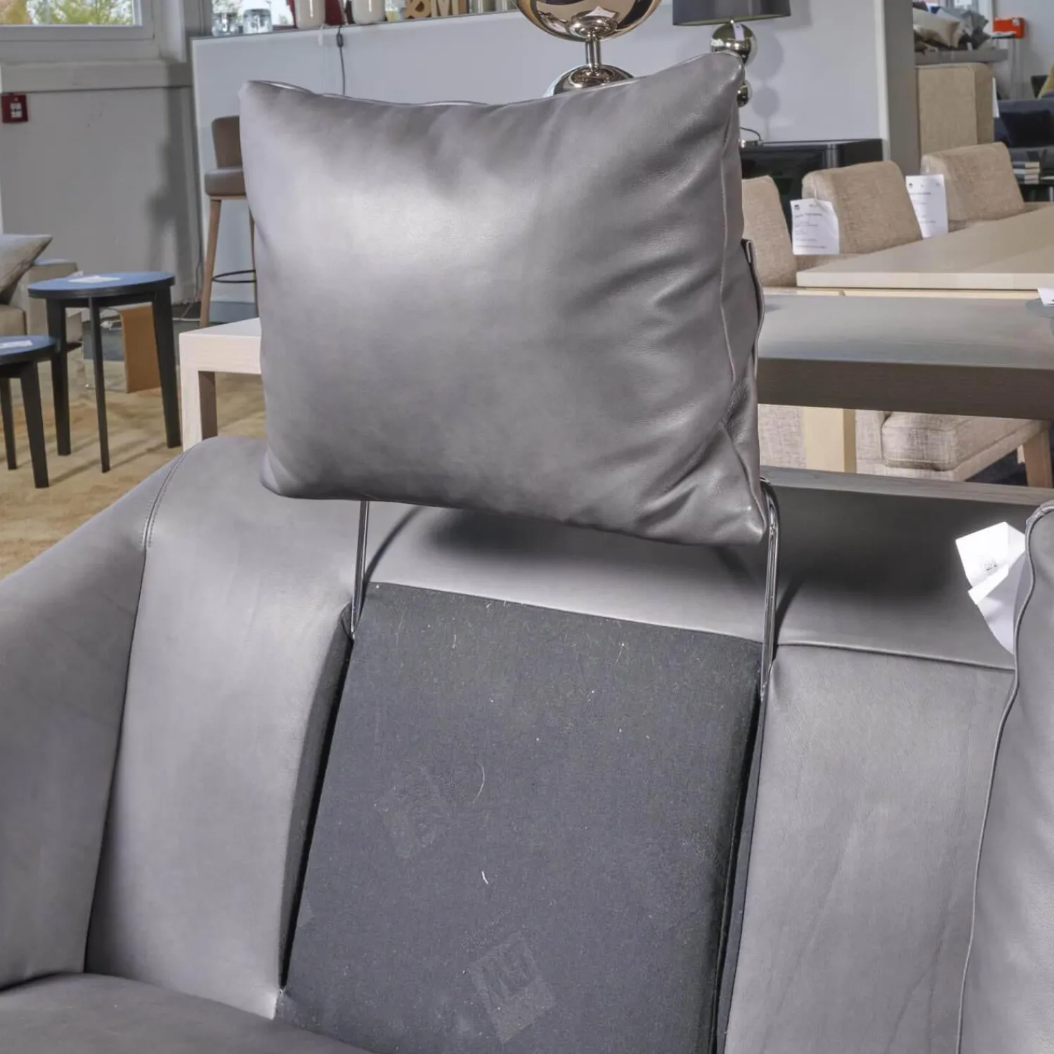 Bielefelder Werkstätten 2-Sitzer-Sofas|Sofa Saloni Leder Provence Schiefer Grau Mit 2 Nackenkissen