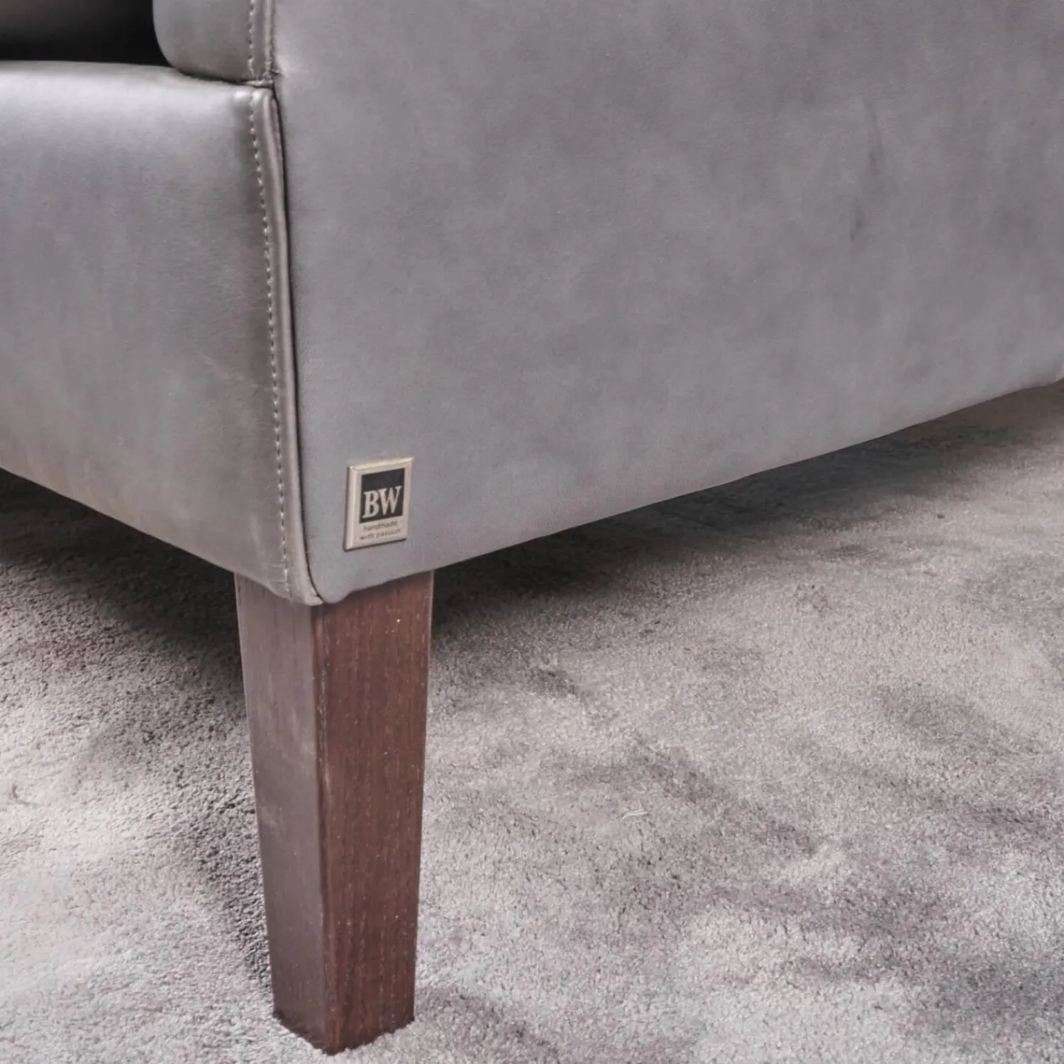 Bielefelder Werkstätten 2-Sitzer-Sofas|Sofa Saloni Leder Provence Schiefer Grau Mit 2 Nackenkissen