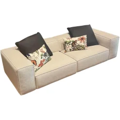 Cierre 2-Sitzer-Sofas|Sofa Season Bezug Sofa Stoff Idra 100 Bianco Crème Mit Zwei Lederkissen Leder Pelle Cougar.21