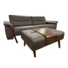 Stressless 2-Sitzer-Sofas|Sofa 2,5-Sitzer Stella Leder Batick Brown Armlehne mit Holzdetail inkl. Hocker mit Hockertisch