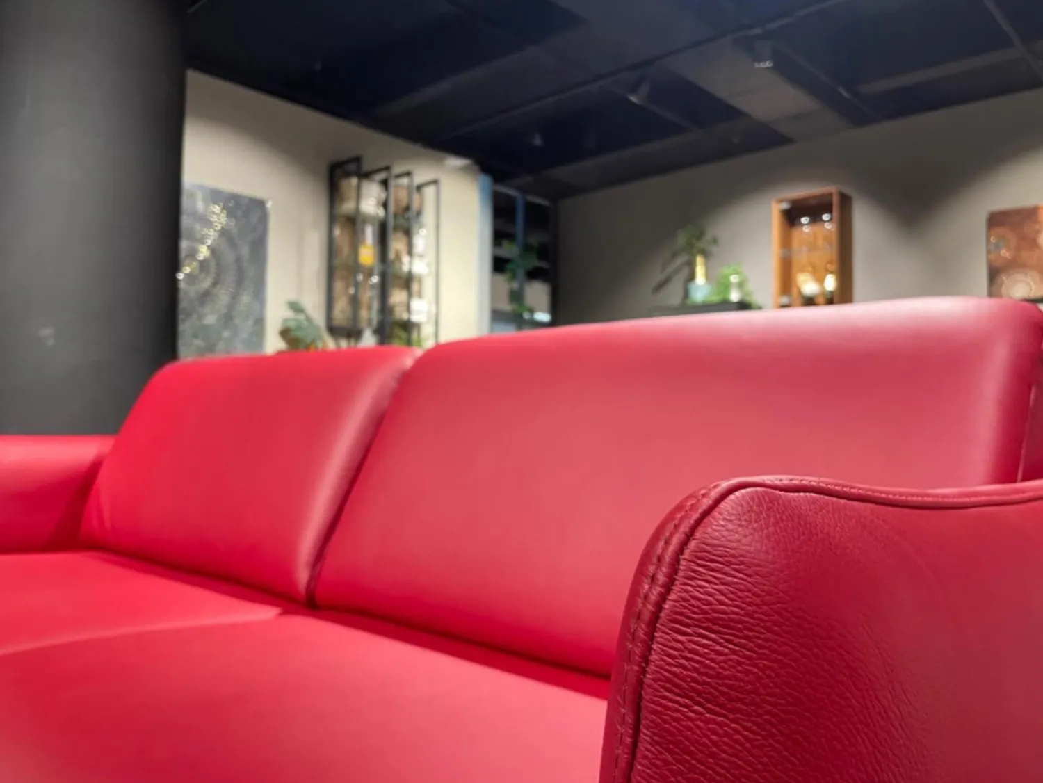 himolla 2-Sitzer-Sofas|Sofa 2-Sitzer Waldkirchen R Leder 33 Longlife Soft Chianti Rot Gestell Metall Anthrazit Pulverbeschichtet