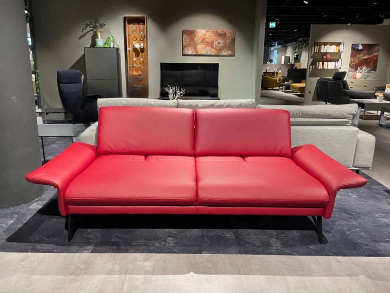himolla 2-Sitzer-Sofas|Sofa 2-Sitzer Waldkirchen R Leder 33 Longlife Soft Chianti Rot Gestell Metall Anthrazit Pulverbeschichtet