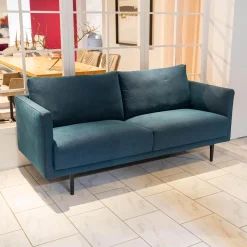 freistil Rolf Benz 2-Sitzer-Sofas|Sofa Sob 133/202 Stoff 4097 Grünblau Stahlfuß Massiv Schwarz