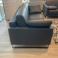 Rolf Benz 2-Sitzer-Sofas|Sofa SOB-G Ego/SB 168 Leder 38.110 Verkehrsschwarz Gestell Kufe Glanzchrom mit 2 Armlehnkissen