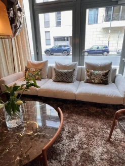 Flexform 3-Sitzer-Sofas|Sofa Softdream Stoff Crem Hellgrau Mix Inklusive Kissen