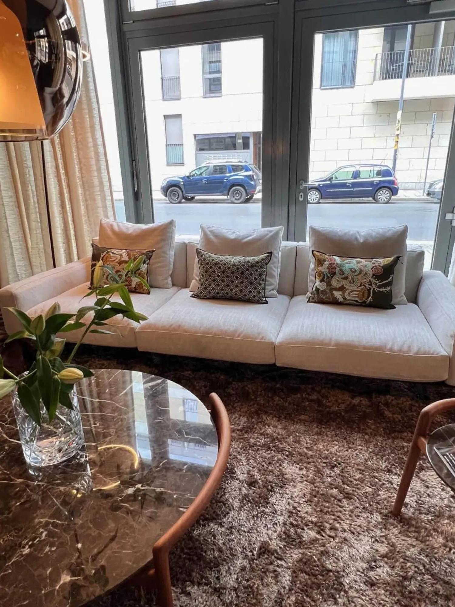 Flexform 3-Sitzer-Sofas|Sofa Softdream Stoff Crem Hellgrau Mix Inklusive Kissen