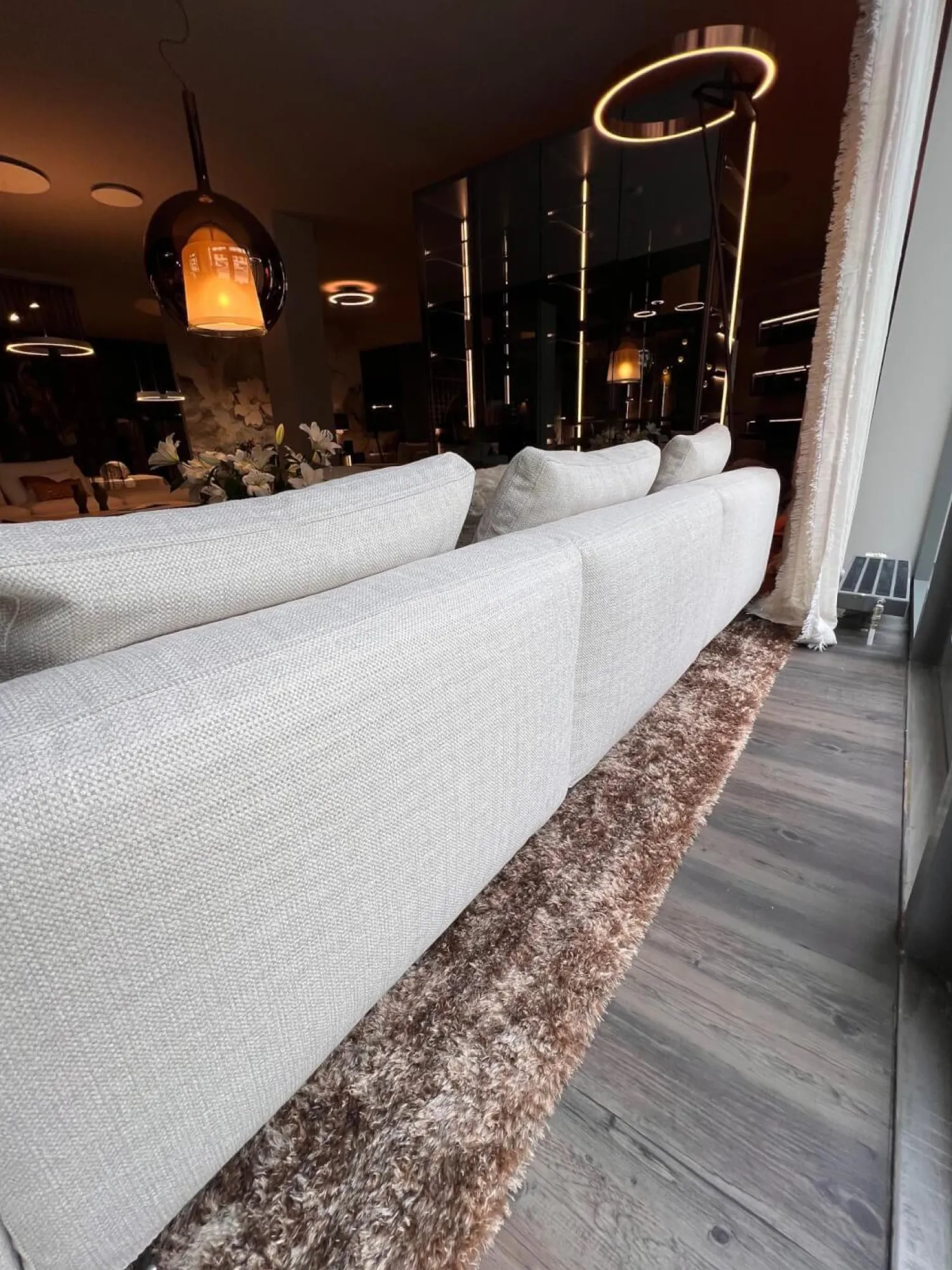 Flexform 3-Sitzer-Sofas|Sofa Softdream Stoff Crem Hellgrau Mix Inklusive Kissen