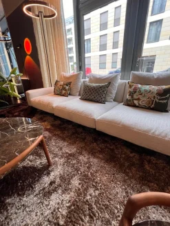 Flexform 3-Sitzer-Sofas|Sofa Softdream Stoff Crem Hellgrau Mix Inklusive Kissen