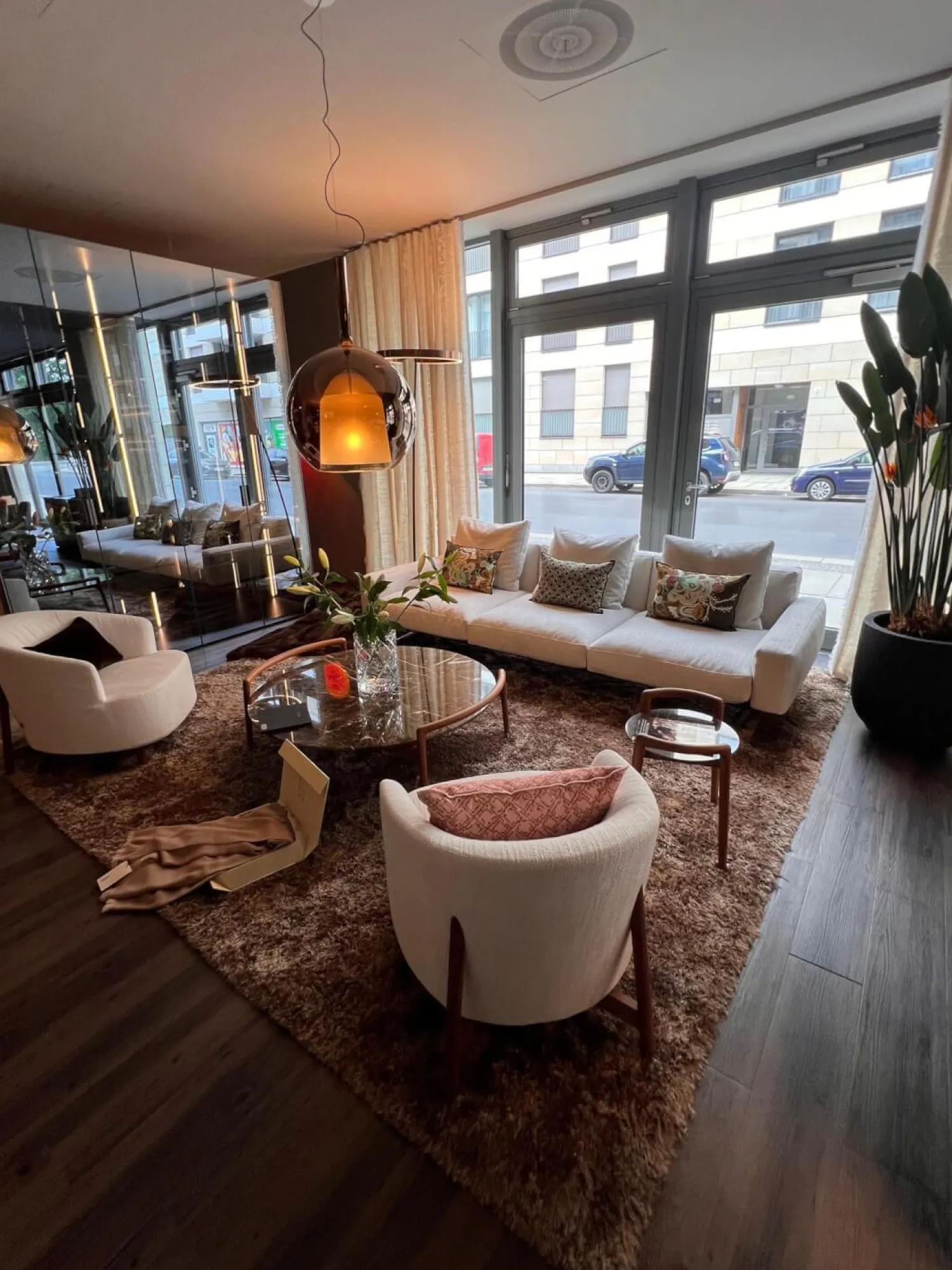 Flexform 3-Sitzer-Sofas|Sofa Softdream Stoff Crem Hellgrau Mix Inklusive Kissen