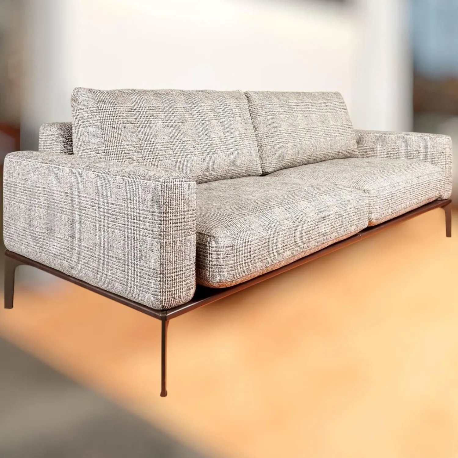 Bielefelder Werkstätten 2-Sitzer-Sofas|Sofa Spirit 2 92,5 Stoff Scott BW 1769 292 Grau Beige Füße Metall