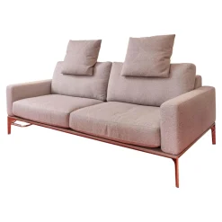 Bielefelder Werkstätten 2-Sitzer-Sofas|Sofa Spirit Bezug Mara 1763 181 Grau Chromfüße Und Holzsockel In Taupe mit 2 Kissen