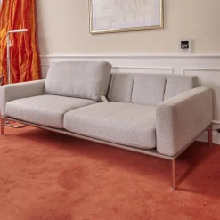 Bielefelder Werkstätten 2-Sitzer-Sofas|Sofa Spirit Bezug Mara 1763 181 Grau Chromfüße Und Holzsockel In Taupe mit 2 Kissen