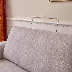 Bielefelder Werkstätten 2-Sitzer-Sofas|Sofa Spirit Bezug Mara 1763 181 Grau Chromfüße Und Holzsockel In Taupe mit 2 Kissen