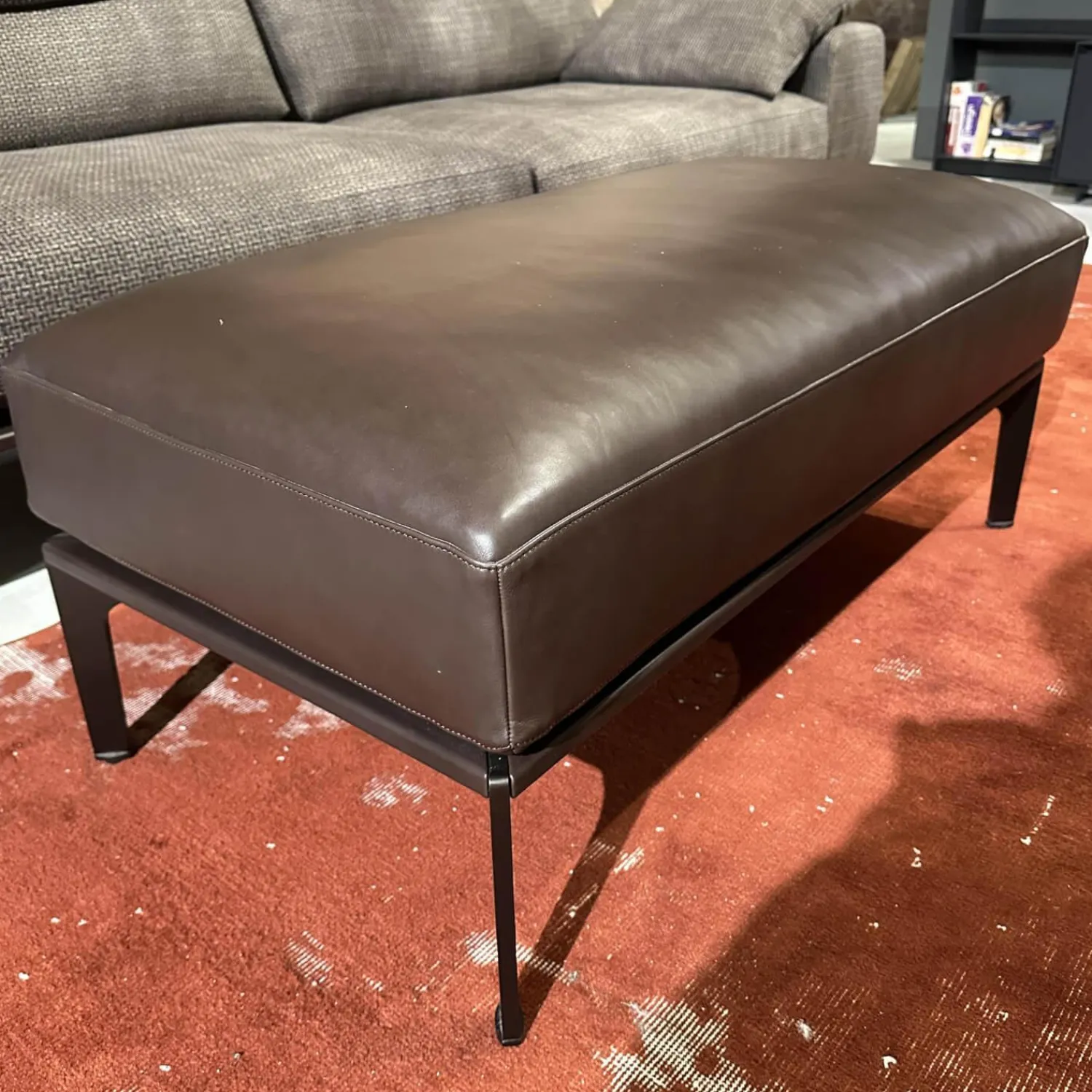 Bielefelder Werkstätten 2-Sitzer-Sofas|Sofa Spirit Stoff Carlucci True Soul 1570 024 Grau Blende Leder Provence Negro Schwarz Metallfuß Bronze Schwarz Mit Hocker