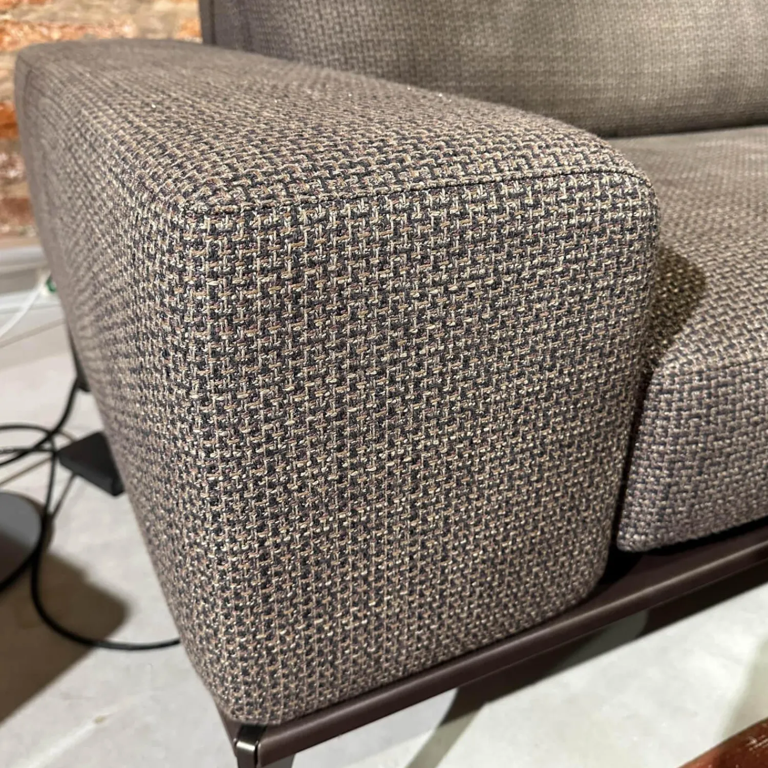 Bielefelder Werkstätten 2-Sitzer-Sofas|Sofa Spirit Stoff Carlucci True Soul 1570 024 Grau Blende Leder Provence Negro Schwarz Metallfuß Bronze Schwarz Mit Hocker