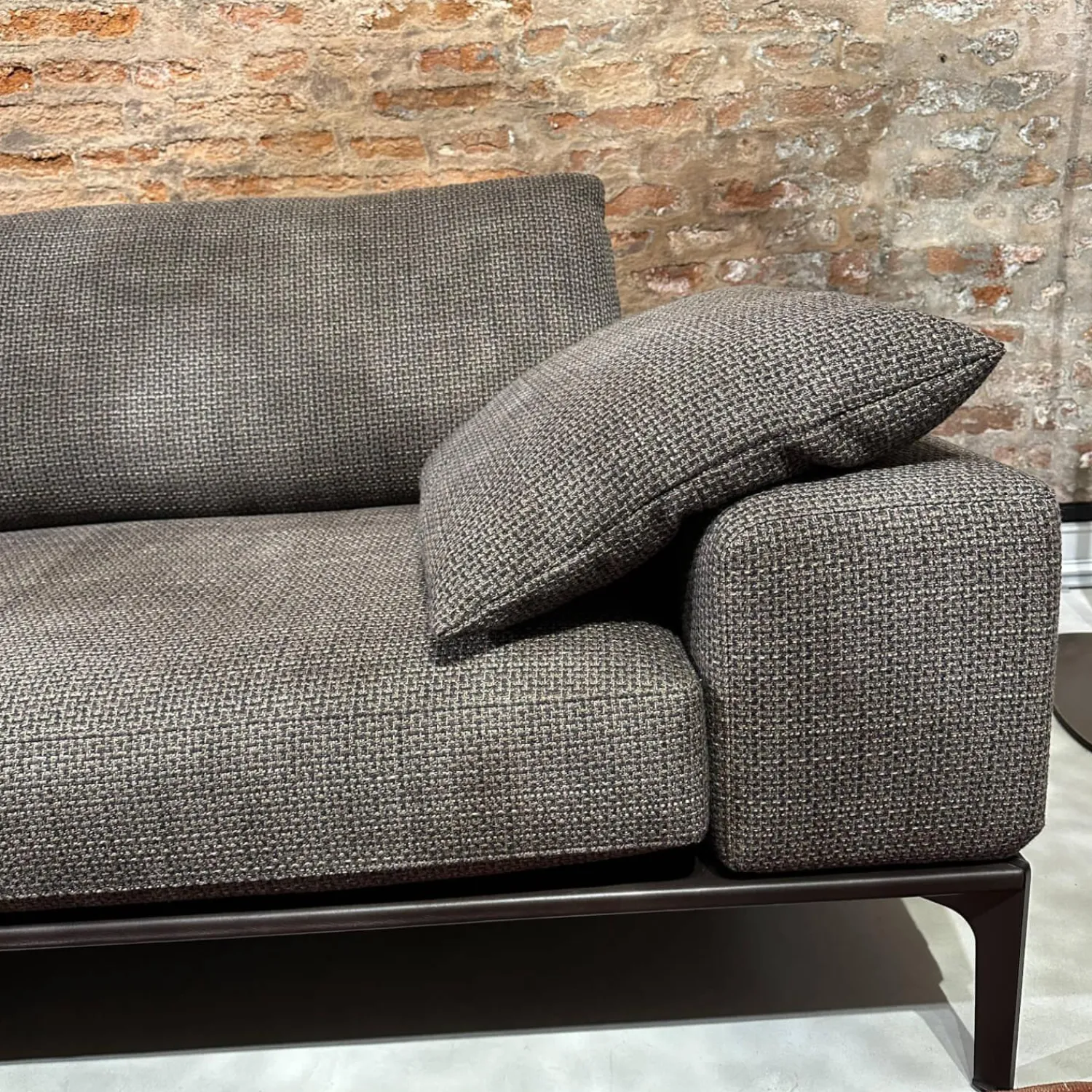 Bielefelder Werkstätten 2-Sitzer-Sofas|Sofa Spirit Stoff Carlucci True Soul 1570 024 Grau Blende Leder Provence Negro Schwarz Metallfuß Bronze Schwarz Mit Hocker