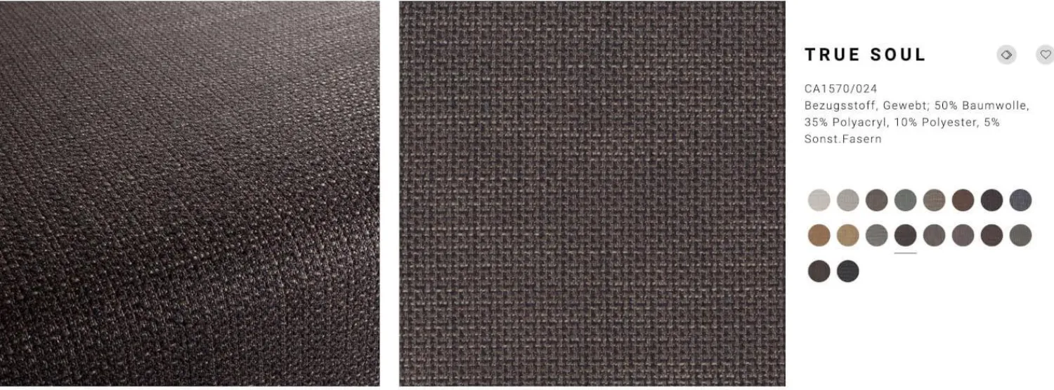 Bielefelder Werkstätten 2-Sitzer-Sofas|Sofa Spirit Stoff Carlucci True Soul 1570 024 Grau Blende Leder Provence Negro Schwarz Metallfuß Bronze Schwarz Mit Hocker