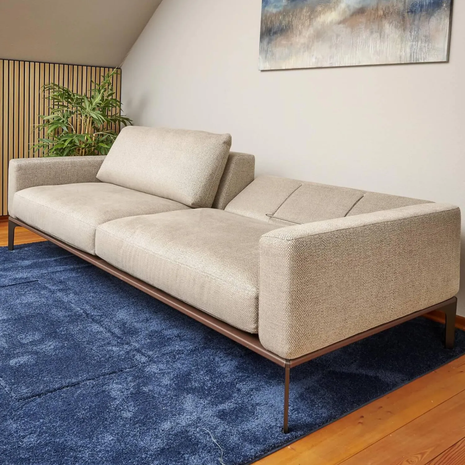 Bielefelder Werkstätten 2-Sitzer-Sofas|Sofa Spirit Stoff Emira BW 1732 272 Beige Gestell Metall Bronze Matt Inklusive Rückenverstellung