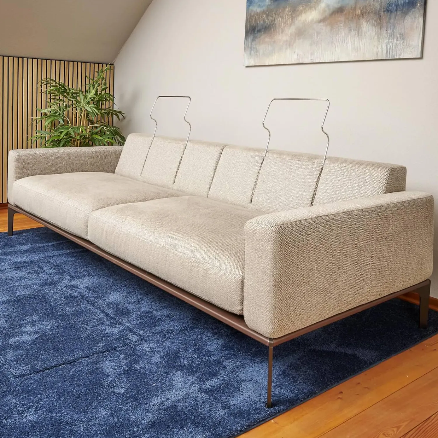 Bielefelder Werkstätten 2-Sitzer-Sofas|Sofa Spirit Stoff Emira BW 1732 272 Beige Gestell Metall Bronze Matt Inklusive Rückenverstellung