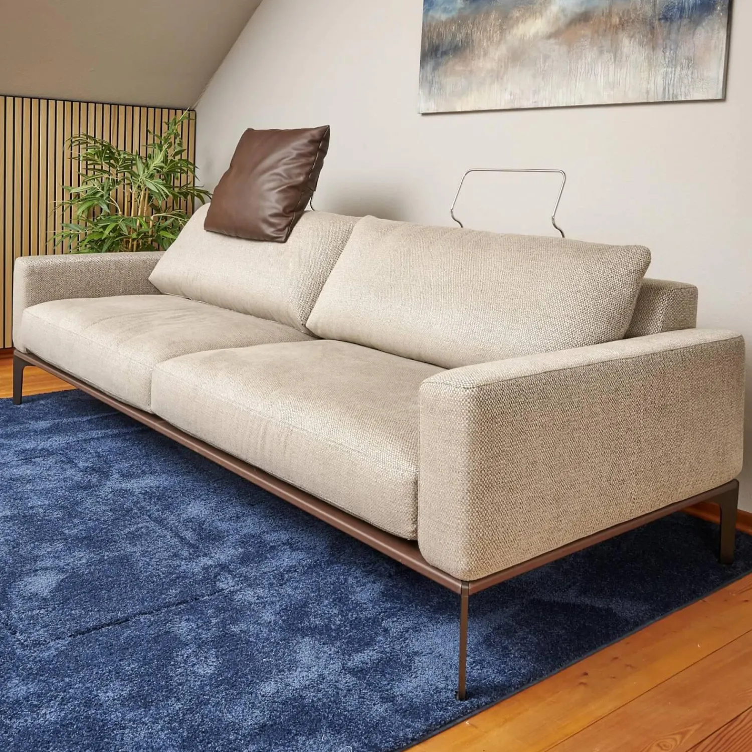 Bielefelder Werkstätten 2-Sitzer-Sofas|Sofa Spirit Stoff Emira BW 1732 272 Beige Gestell Metall Bronze Matt Inklusive Rückenverstellung
