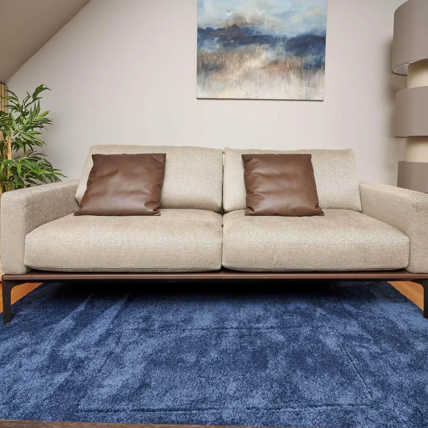 Bielefelder Werkstätten 2-Sitzer-Sofas|Sofa Spirit Stoff Emira BW 1732 272 Beige Gestell Metall Bronze Matt Inklusive Rückenverstellung