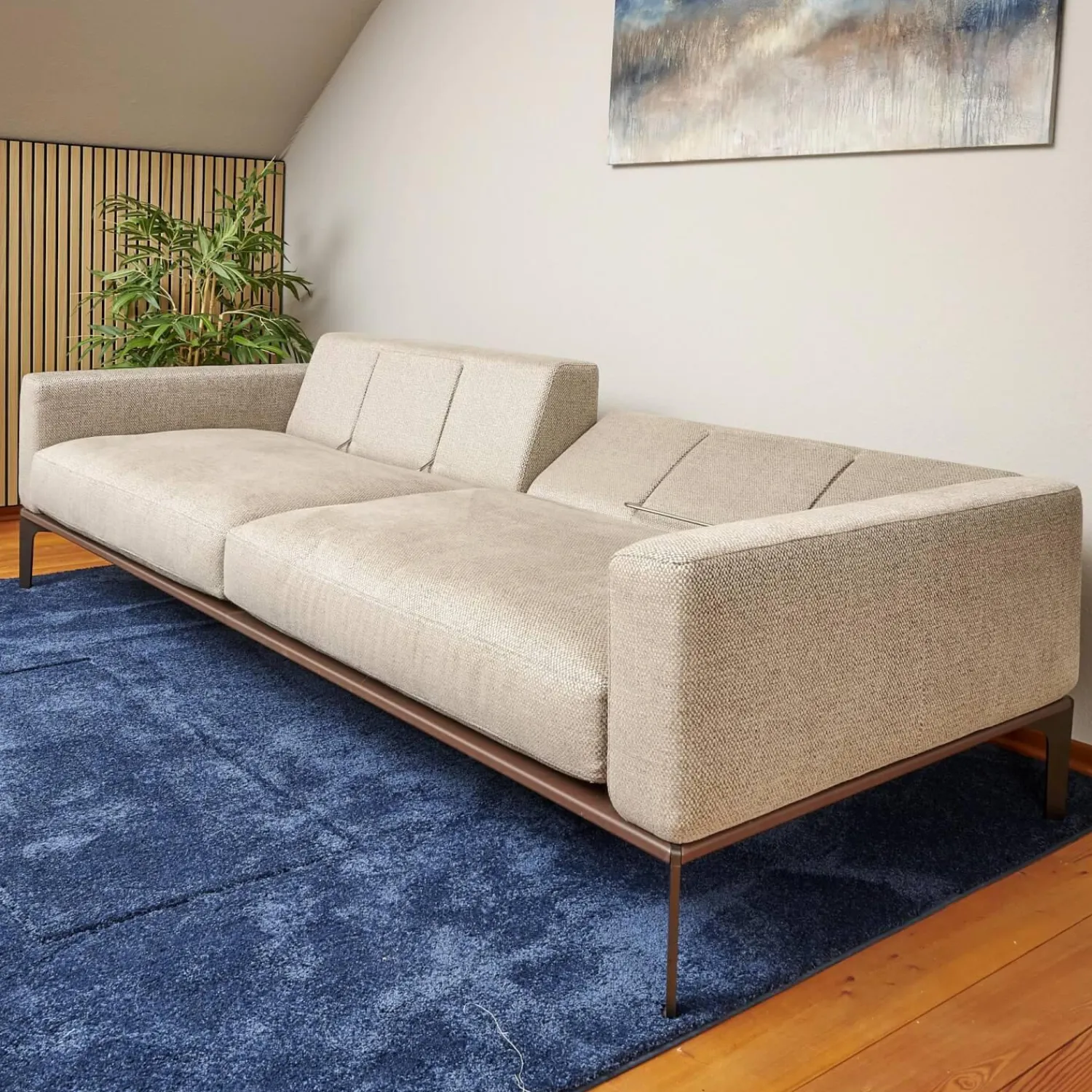 Bielefelder Werkstätten 2-Sitzer-Sofas|Sofa Spirit Stoff Emira BW 1732 272 Beige Gestell Metall Bronze Matt Inklusive Rückenverstellung