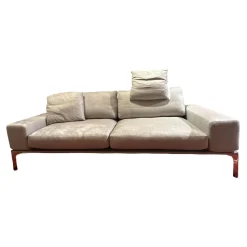 Bielefelder Werkstätten 2-Sitzer-Sofas|Sofa Spirit Stoff JAB Xantos 1 1362 093 Grau Gestell Platingrau Lackiert Metallfuß Chrom Mit Rückenverstellung Und Kissen
