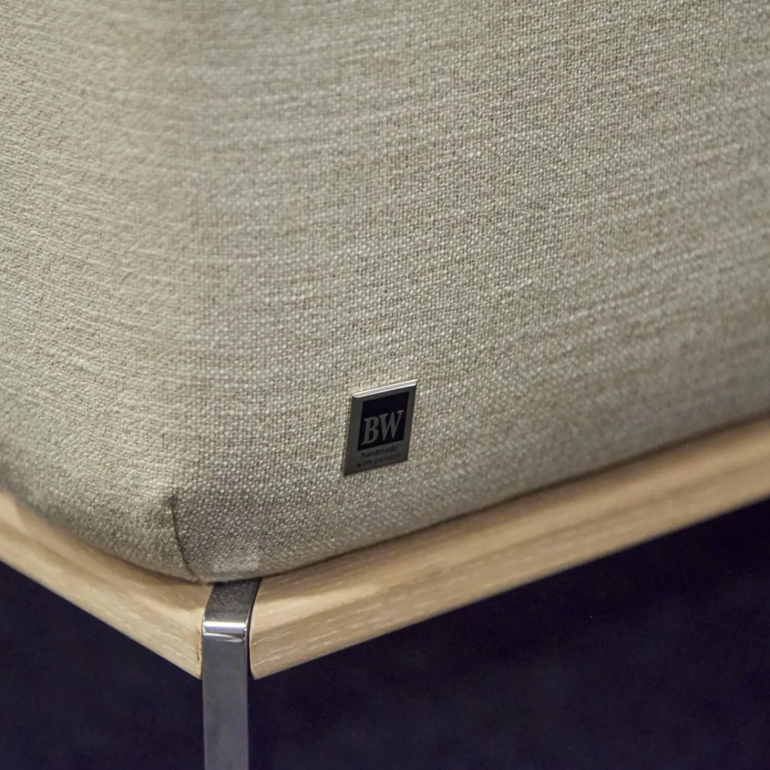 Bielefelder Werkstätten 2-Sitzer-Sofas|Sofa Spirit Stoff Simple Fb 080 Gestell Holz Esche Metallfuß Chrom Glanz