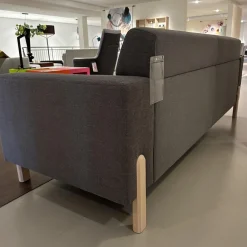 Havee Meubelen 3-Sitzer-Sofas|Sofa Sticky Bezug Stoff Steppe 83 Grau Hohe Rückenlehne Füße Eiche Kreideweiß